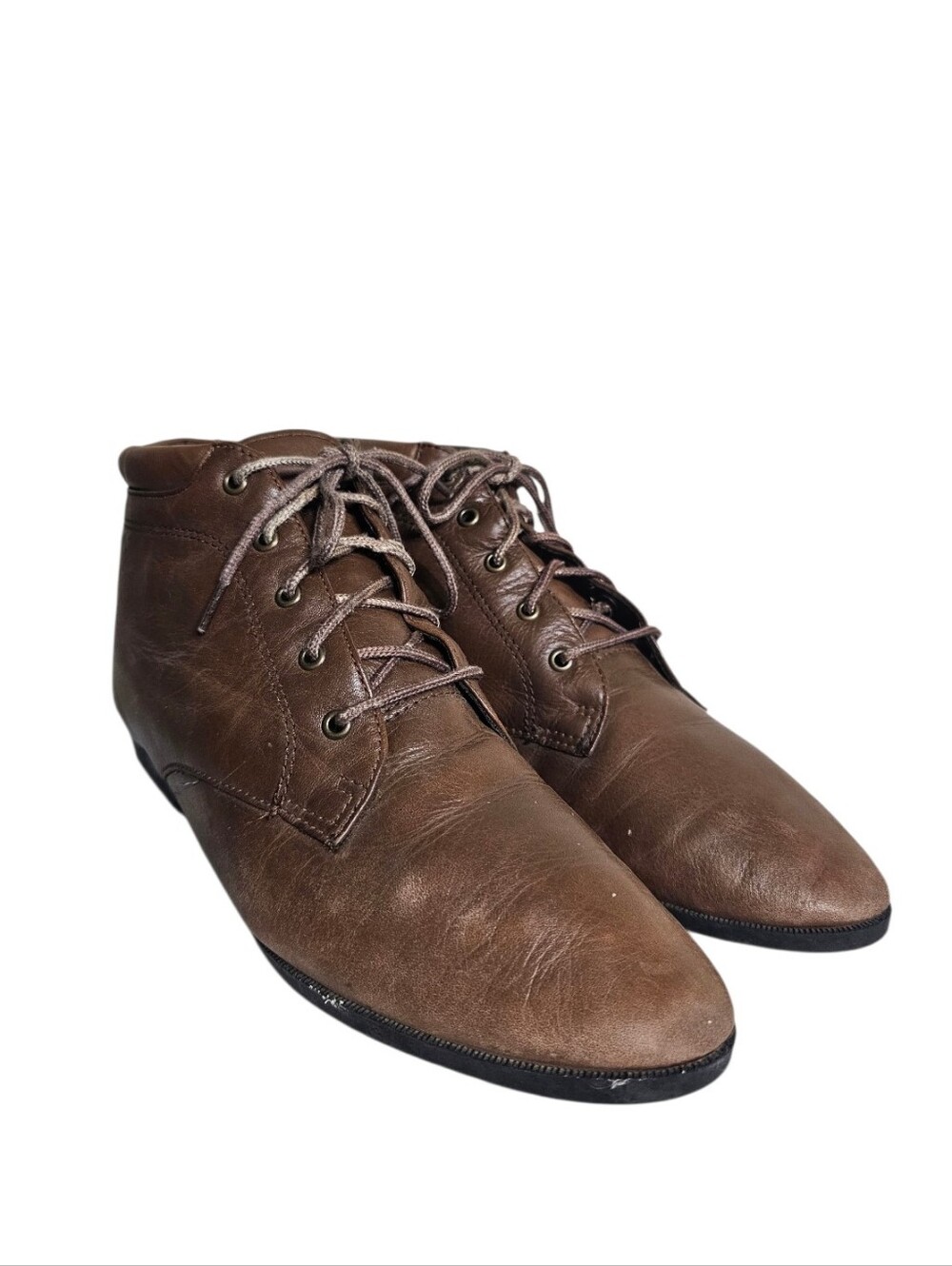 Fan Fair Boots Womens 8.5 M Casual Comfort Lace Up Ankle Boot Brown Leather